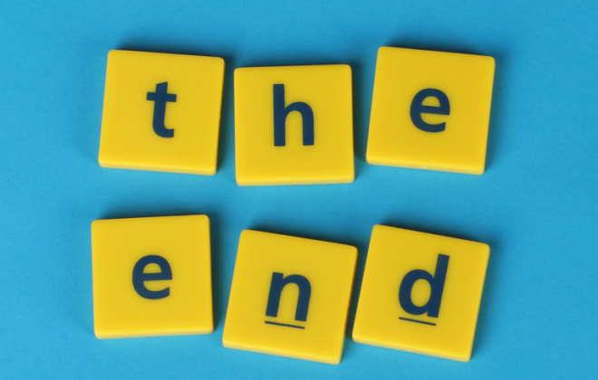 "The end" spelled out in Scrabble tiles | Kings Patent & Trade Marks Attorneys